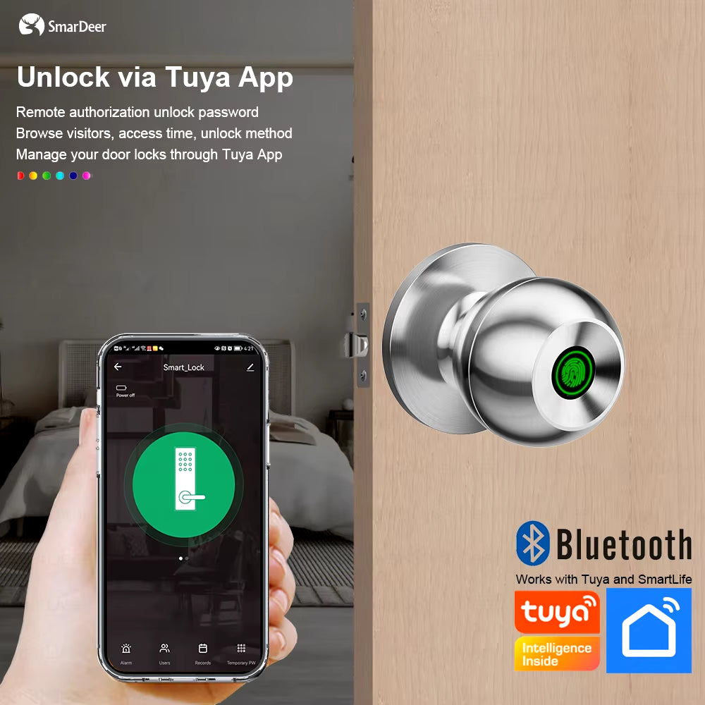 Fingerprint Lock for Tuya Smart Lock with Bluetooth Door Lock Keyless Entry with Fingerprint and Tuya App