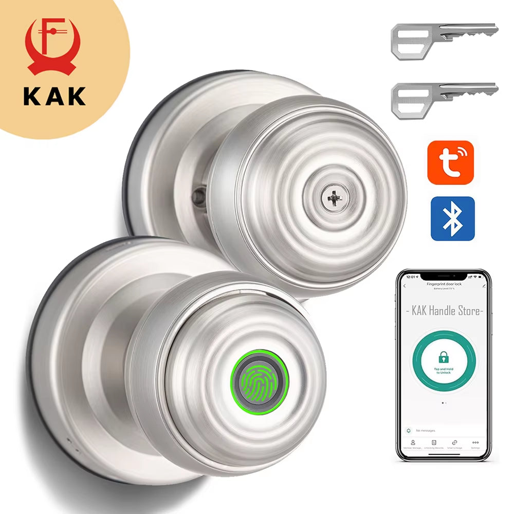 Fingerprint Door Lock with Knob Cylinder Smart Lock Keyless Entry Door Lock with APP Black Smart Fingerprint Lock Door Knob