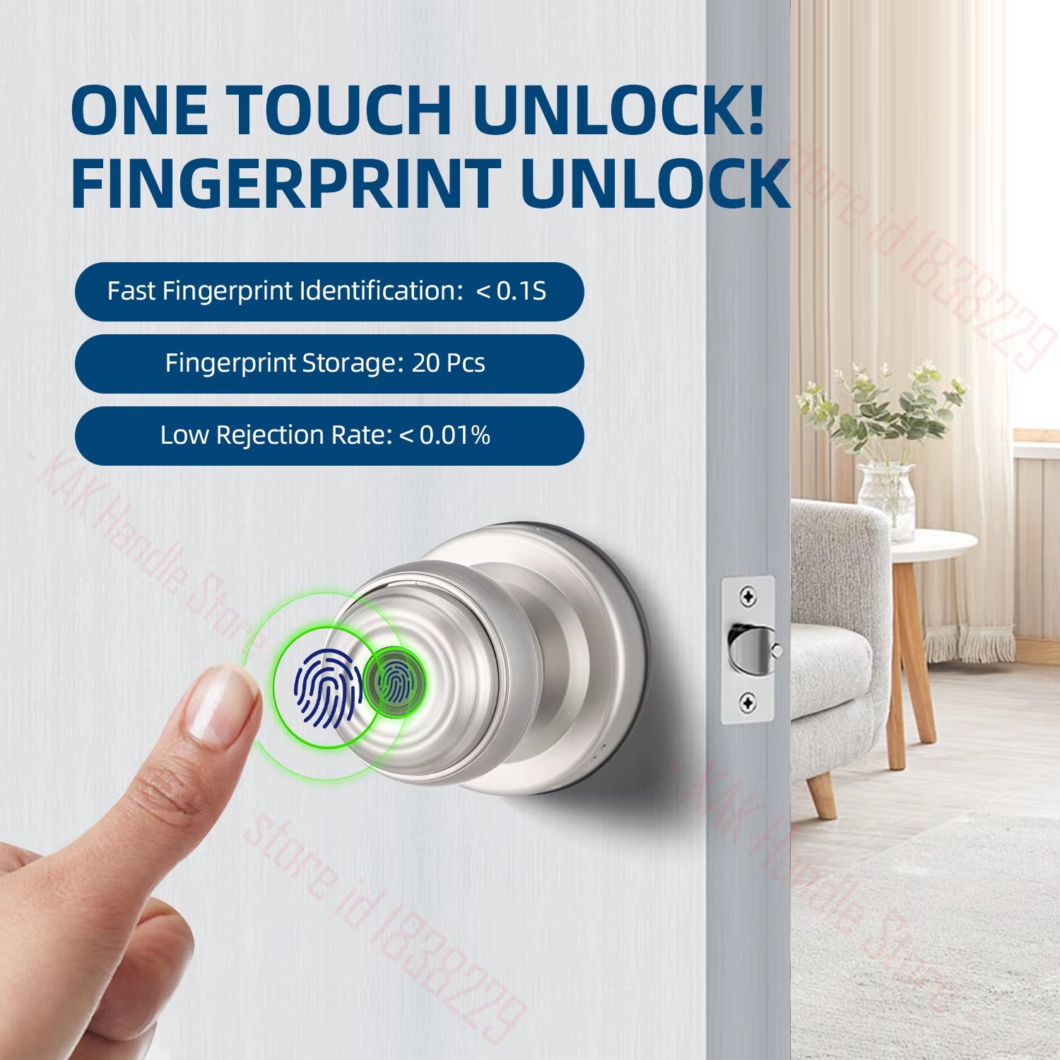 Fingerprint Door Lock with Knob Cylinder Smart Lock Keyless Entry Door Lock with APP Black Smart Fingerprint Lock Door Knob