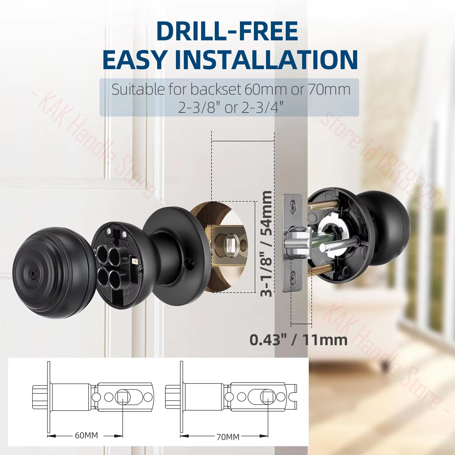 Fingerprint Door Lock with Knob Cylinder Smart Lock Keyless Entry Door Lock with APP Black Smart Fingerprint Lock Door Knob